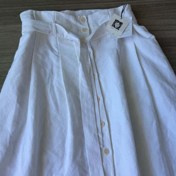 NWT Anne Klein White Linen Blend Belt Skirt Size 14 - Picture 3 of 9